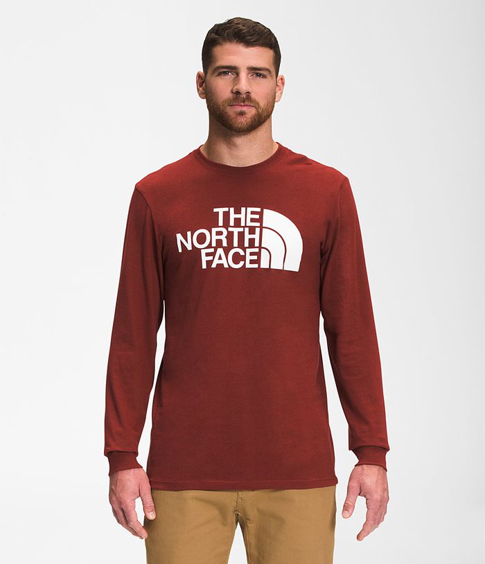 The North Face T-Shirts Long Sleeve Half Dome Dark Red - Mens - Thailand TYOSH-3649